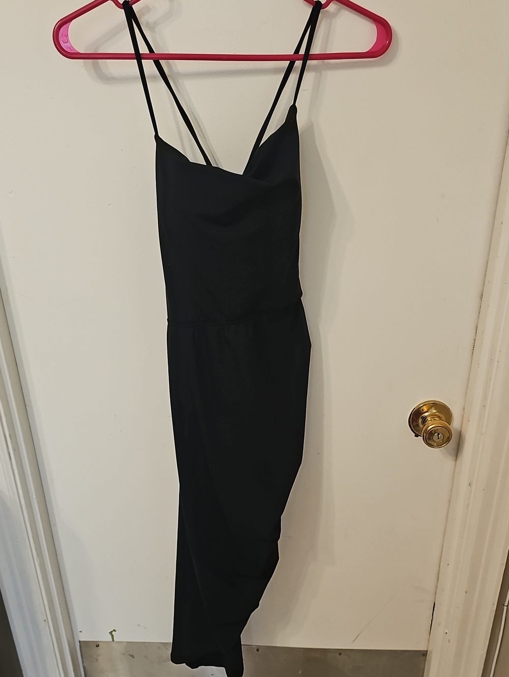 Halara Black Spaghetti-Strap A Line Dress With Cross Cross Backing